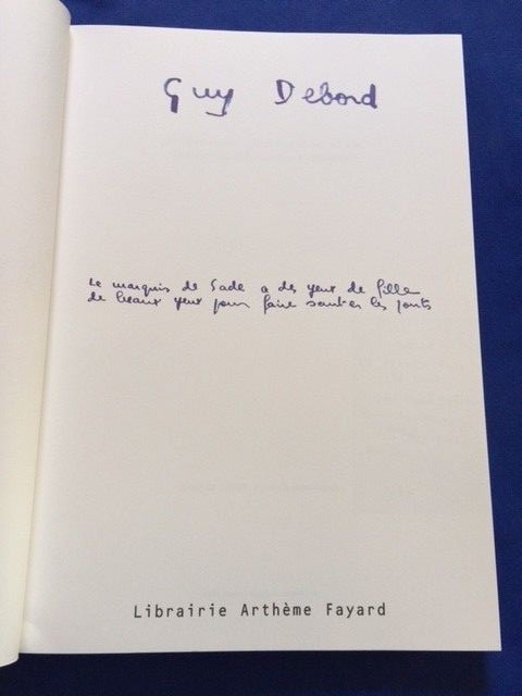 LE MARQUIS DE SADE A DES YEUX DE FILLE – FIRST EDITION BY GUY DEBORD