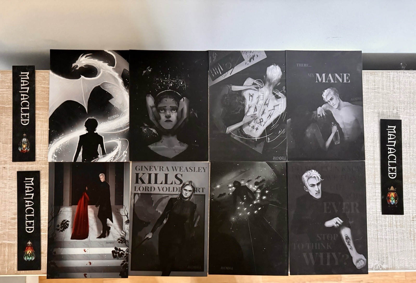 BRAND NEW 8 Double Sided Manacled by SenLinYu Art Prints and 3 Bookmarks
