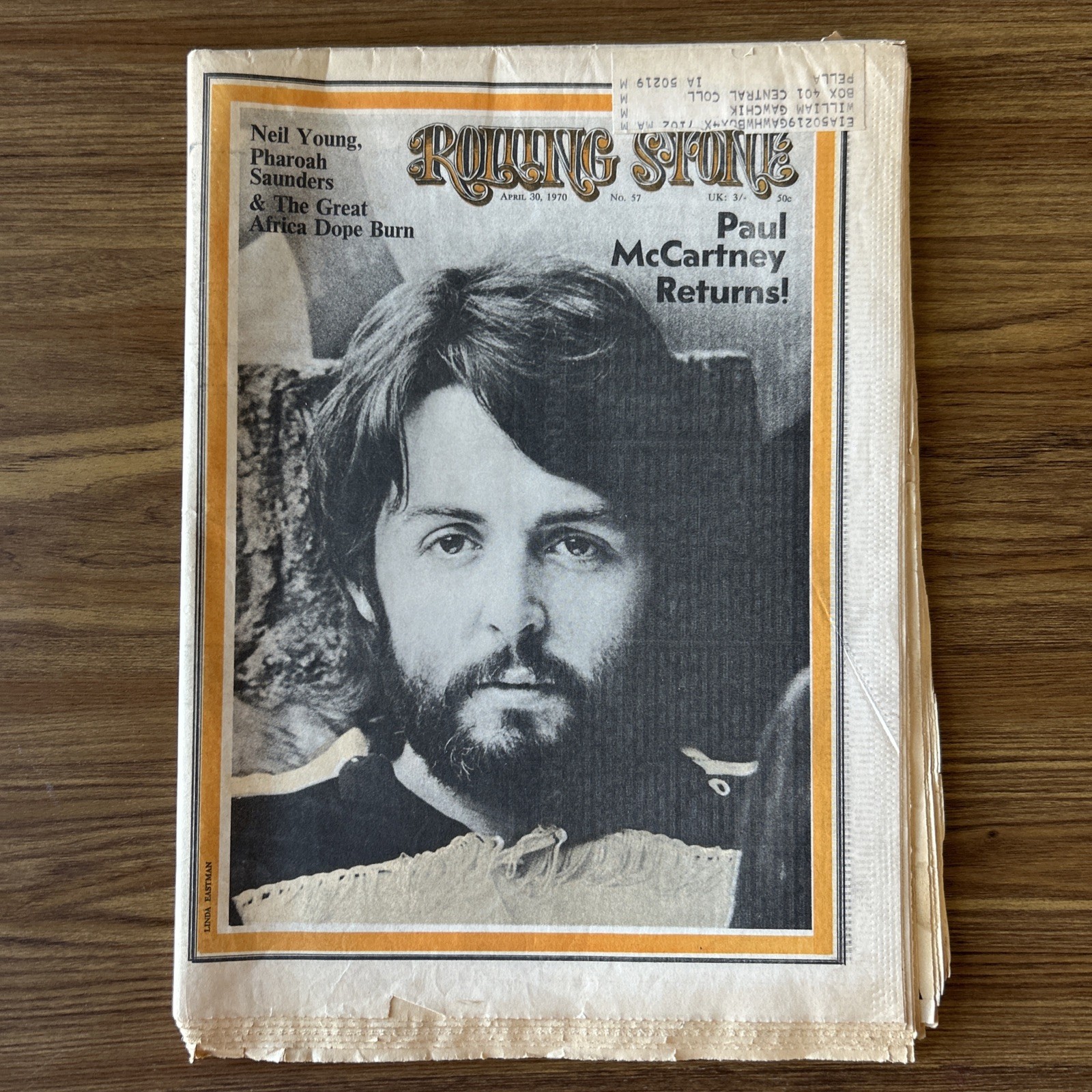 April 30, 1970 Rolling Stone Newspaper Magazine #57 Paul McCartney