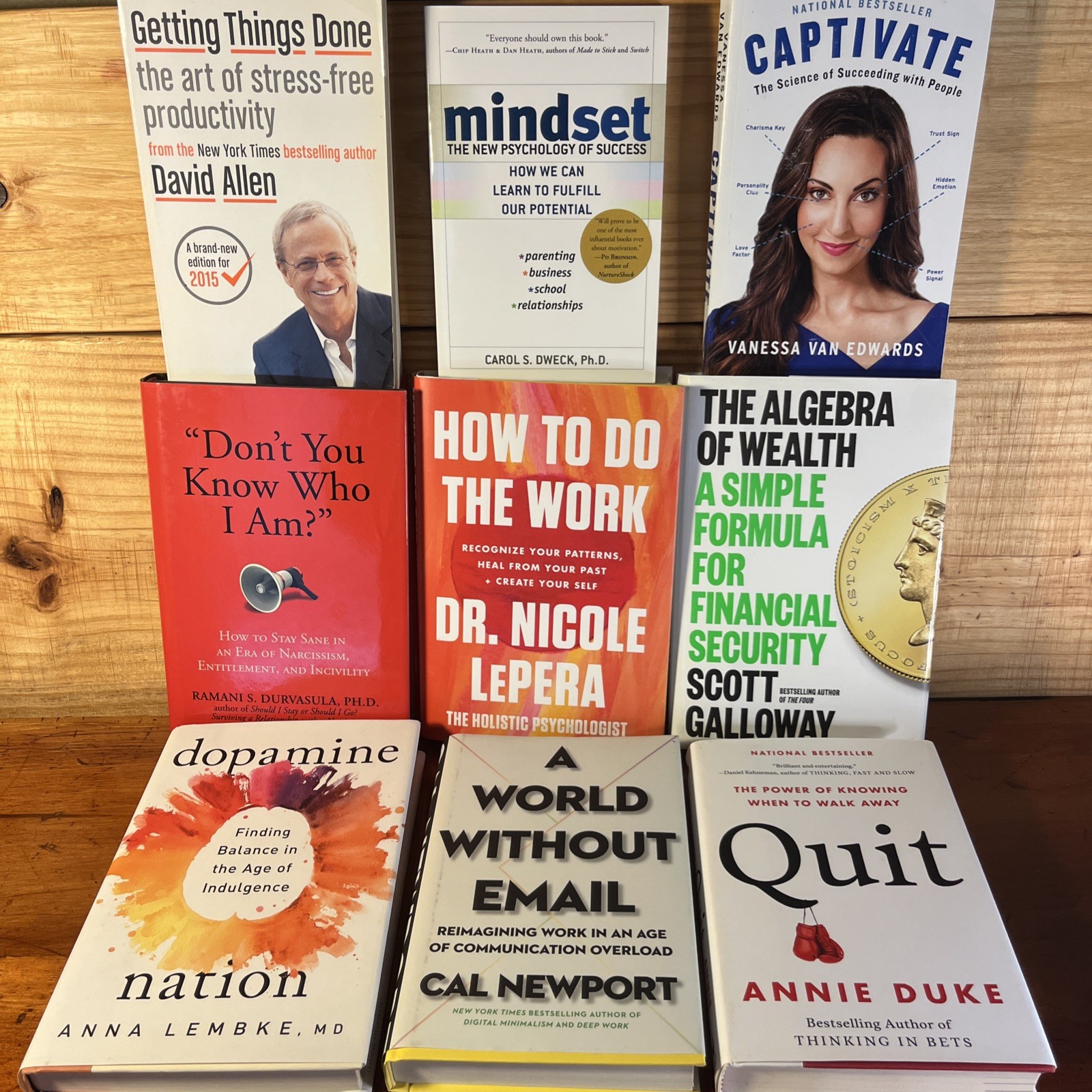 9 Book Self Help Lot Dweck Allen Durvasula Duke Lembke Galloway LePera Newport