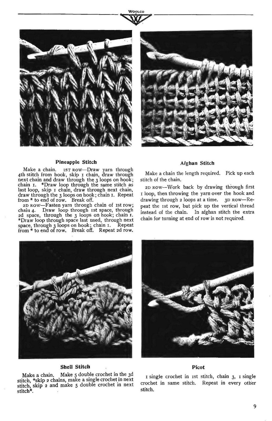 1916 Woolco Knitting & Crocheting Manual 80 Pages