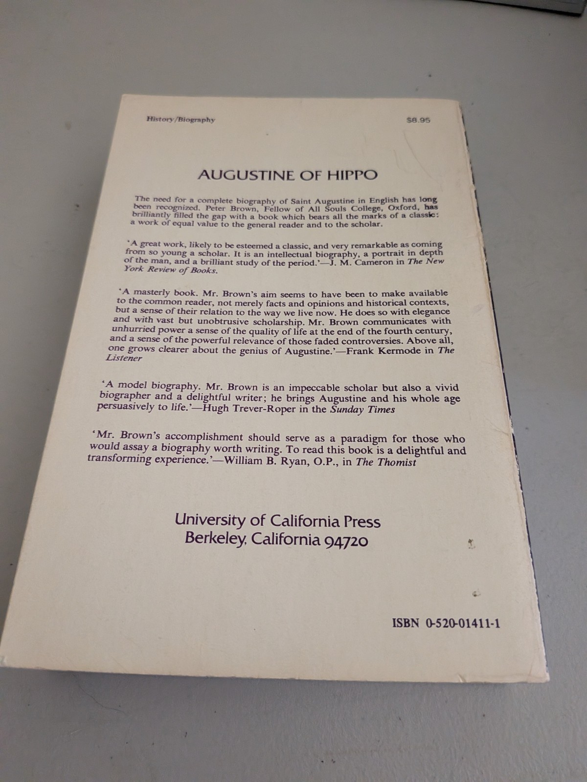 Augustine of Hippo, Peter Brown, First PB edition 1969, Very Good Cond