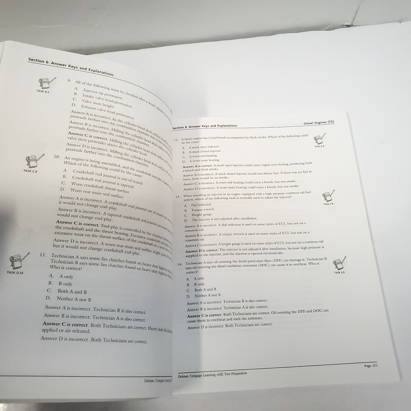 Delmar ASE Test Preparation Diesel Engines T2 Study Guide Book