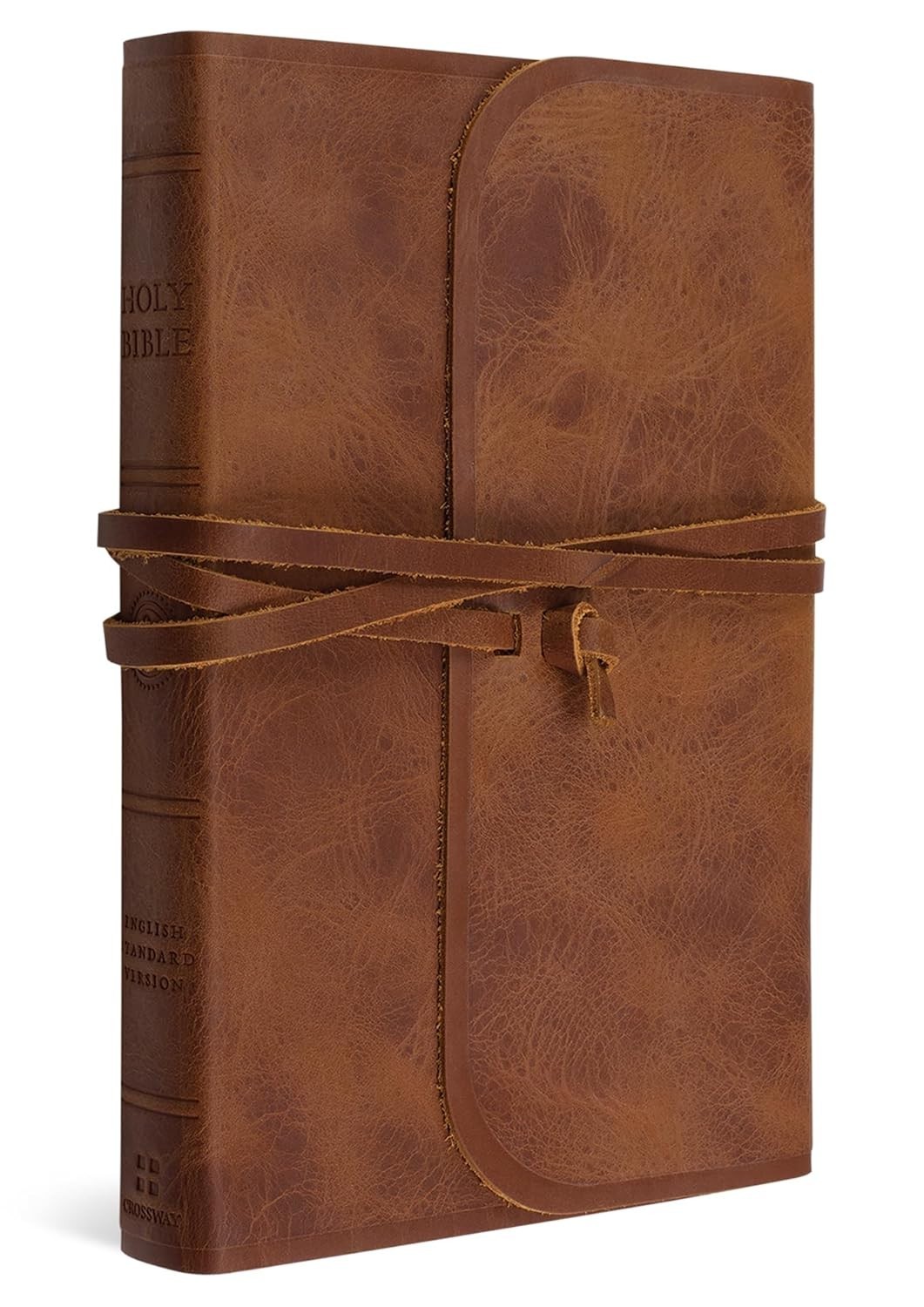 ESV Thinline Bible, Flap w/ Strap $109.99 Retail – Brown Natural Genuine Leather