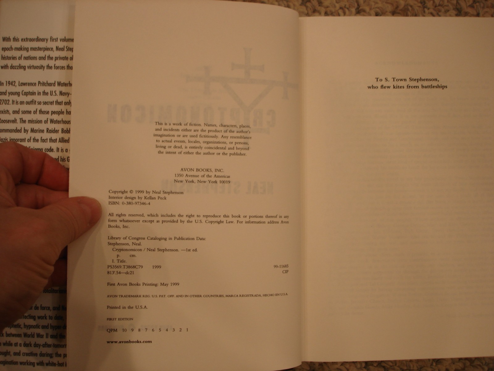 Cryptonomicon Neal Stephenson first edition & printing hardcover 1999