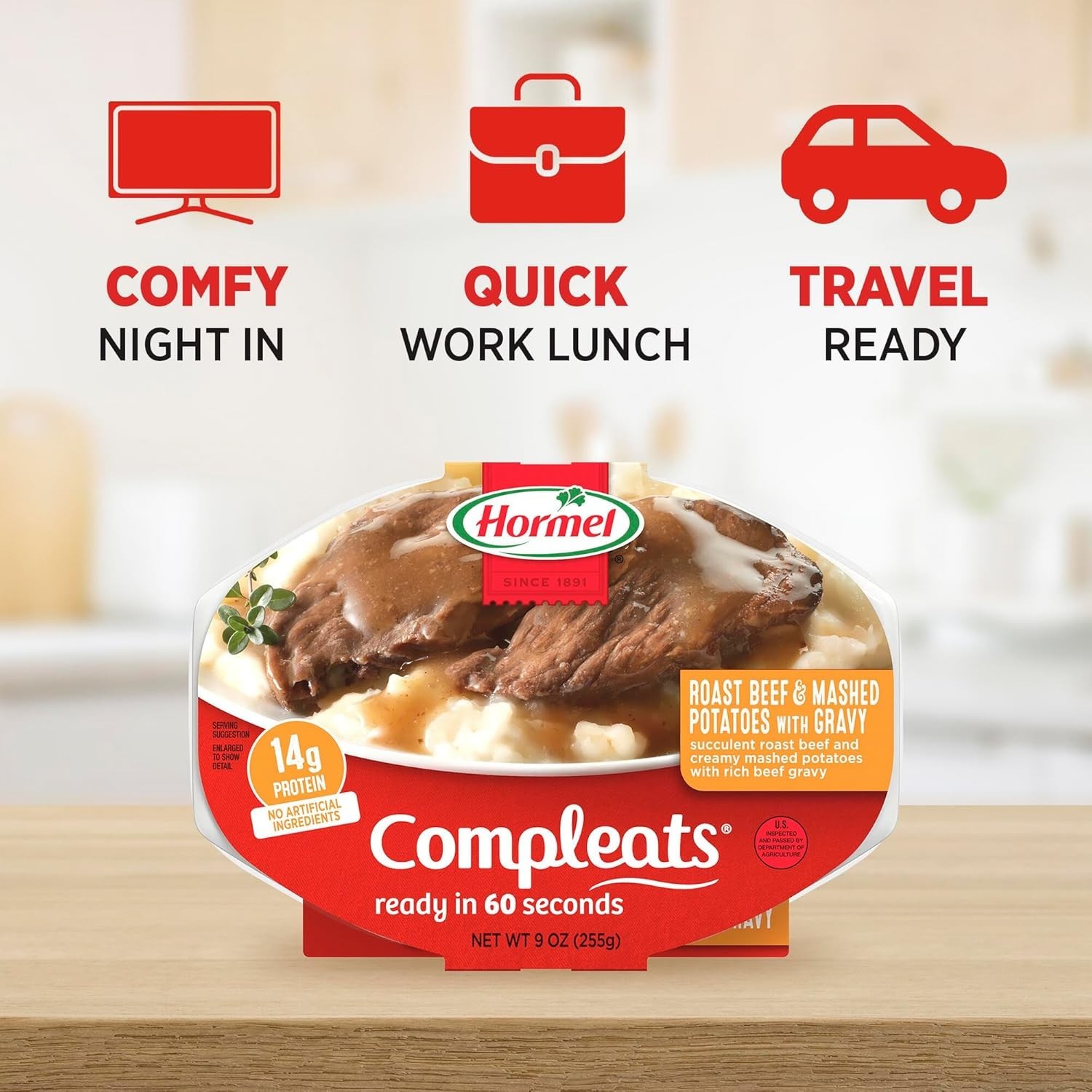 Roast Beef & Mashed Potatoes Microwave Tray – 9oz Pack of 6 for Quick Meals