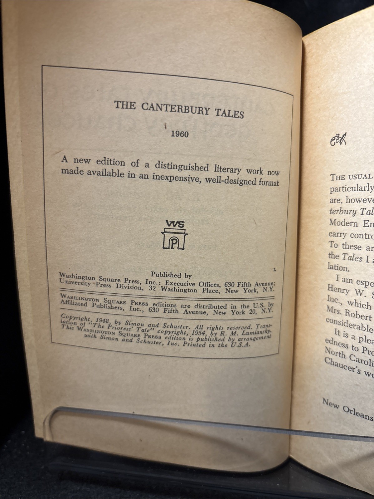Chaucer’s Canterbury Tales by Chaucer 1960 1st Printing Washington Square Press