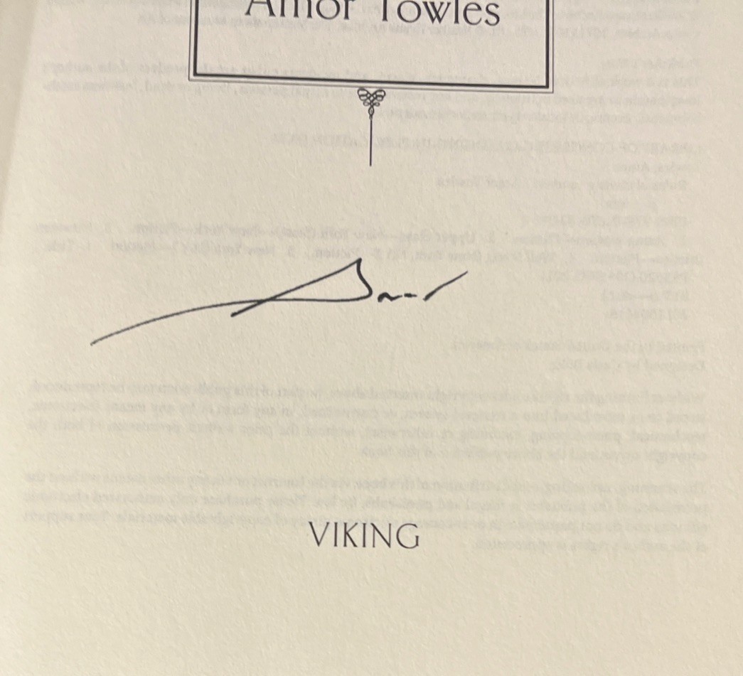 Rules of Civility SIGNED Amor Towles With Custom Artwork. VERY GOOD