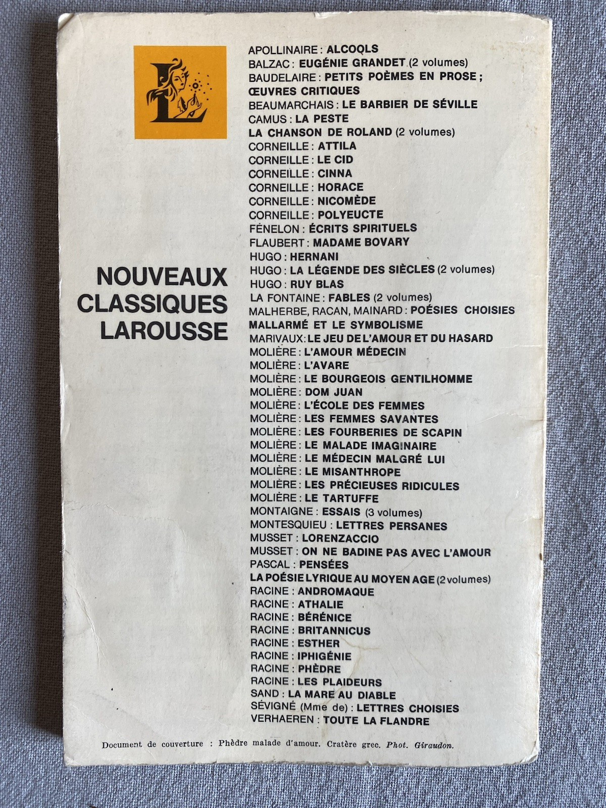 Phèdre by Racine in French-Paperback Drama Nouveaux Classiques Larousse