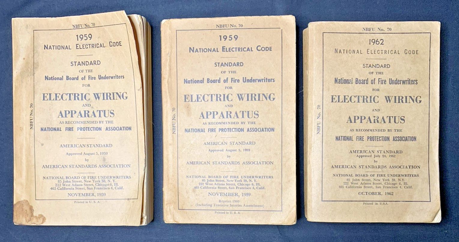 LOT 50s-60s VTG NEC Book Editions National Electrical Code Regulation NBFU NFPA