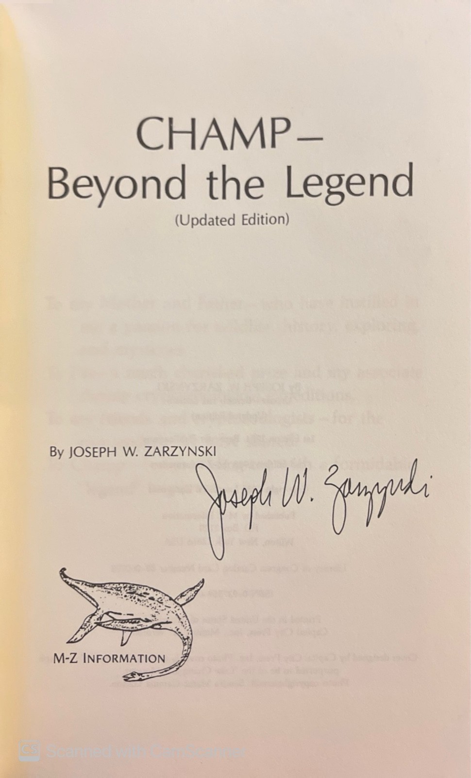 “Champ: Beyond The Legend” by Joseph W. Zarzynski