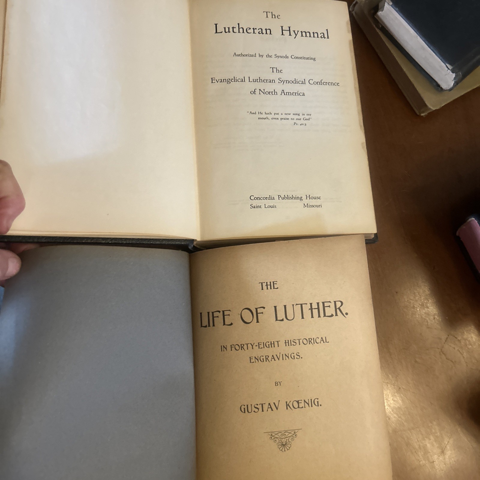 Vintage Lutheran Book Lot English/German Bibles Marin Luther HC/ Leather