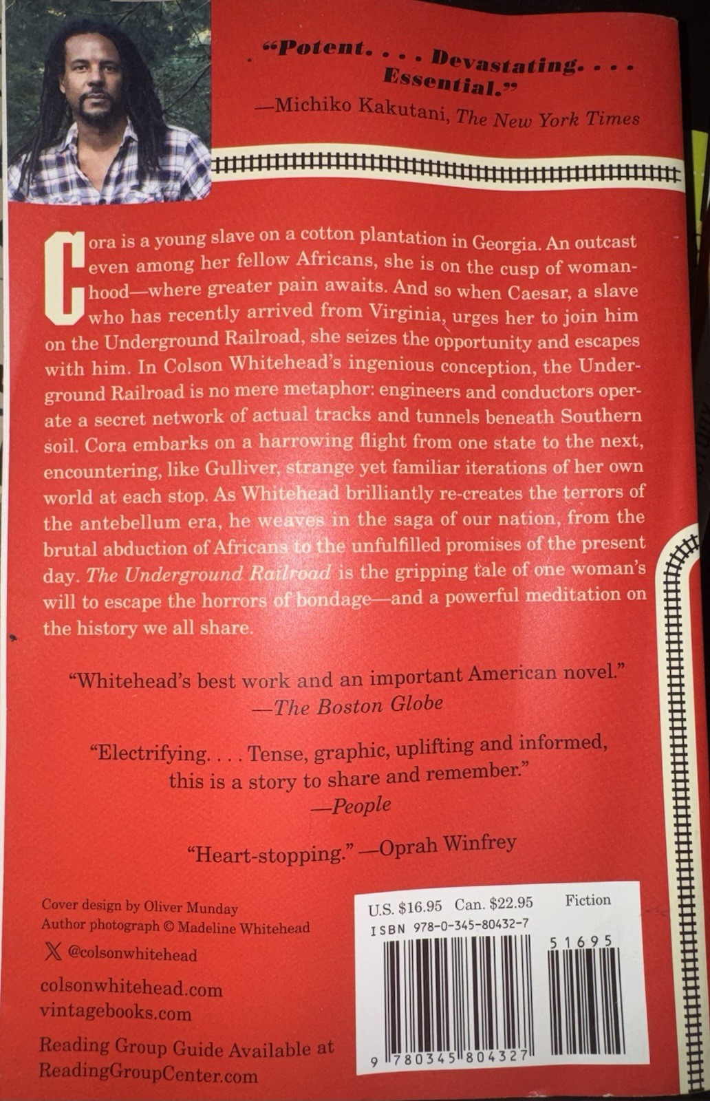 Colson Whitehead The Underground Railroad Novel Paperback 2018 Vintage Books