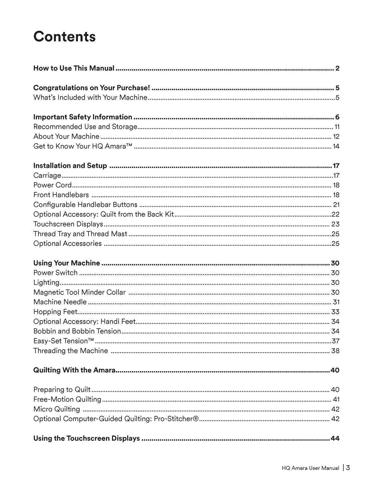 Handi Quilter HQ Amara 20 & 24 Sewing User Manual – Updated v1.6 – LOOP BIND