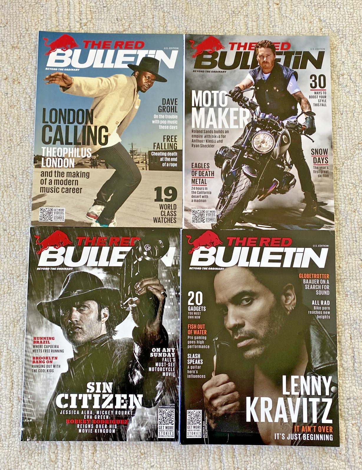 4 issue lot of The Red Bulletin September, October, November, December 2014