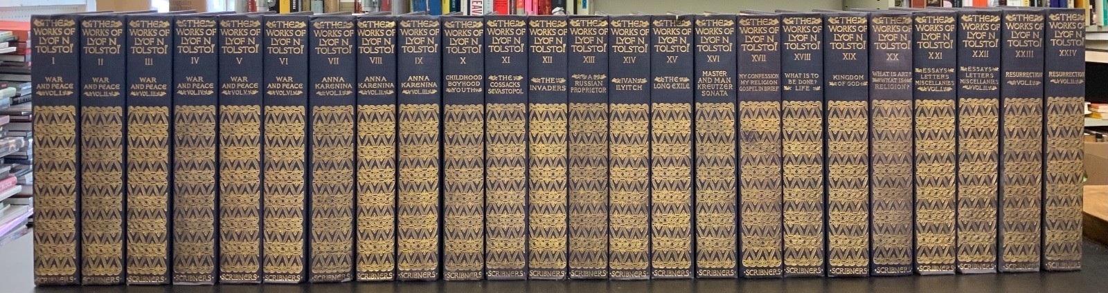 Works of Lyof N. Tolstoi COMPLETE 24 VOL SET 1911 Leo Tolstoy Scribner’s Antique