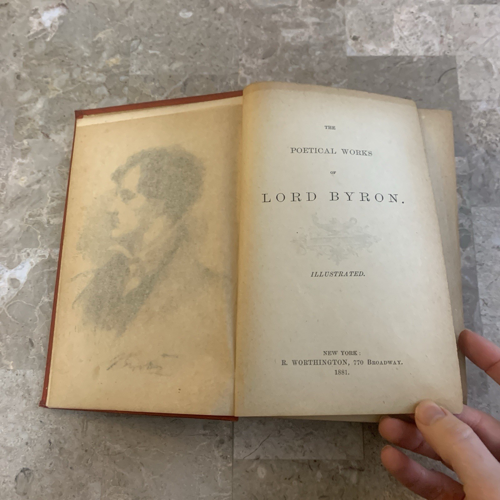 The Poetical Works Of Lord Byron Illustrated Antique Book 1881 1800s Poor Cond.