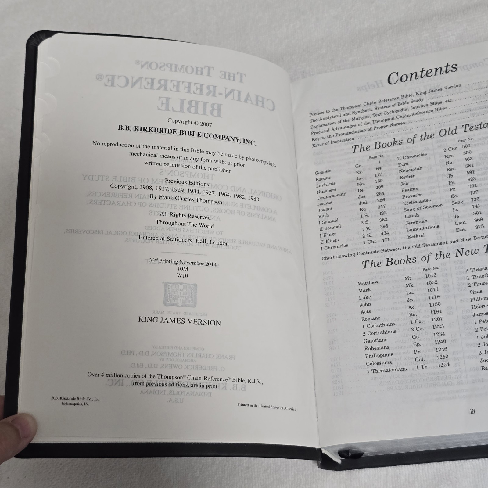 Thompson Chain Reference Bible KJV 5th Improved Ed 2014 Black Kirvella Kirkbride