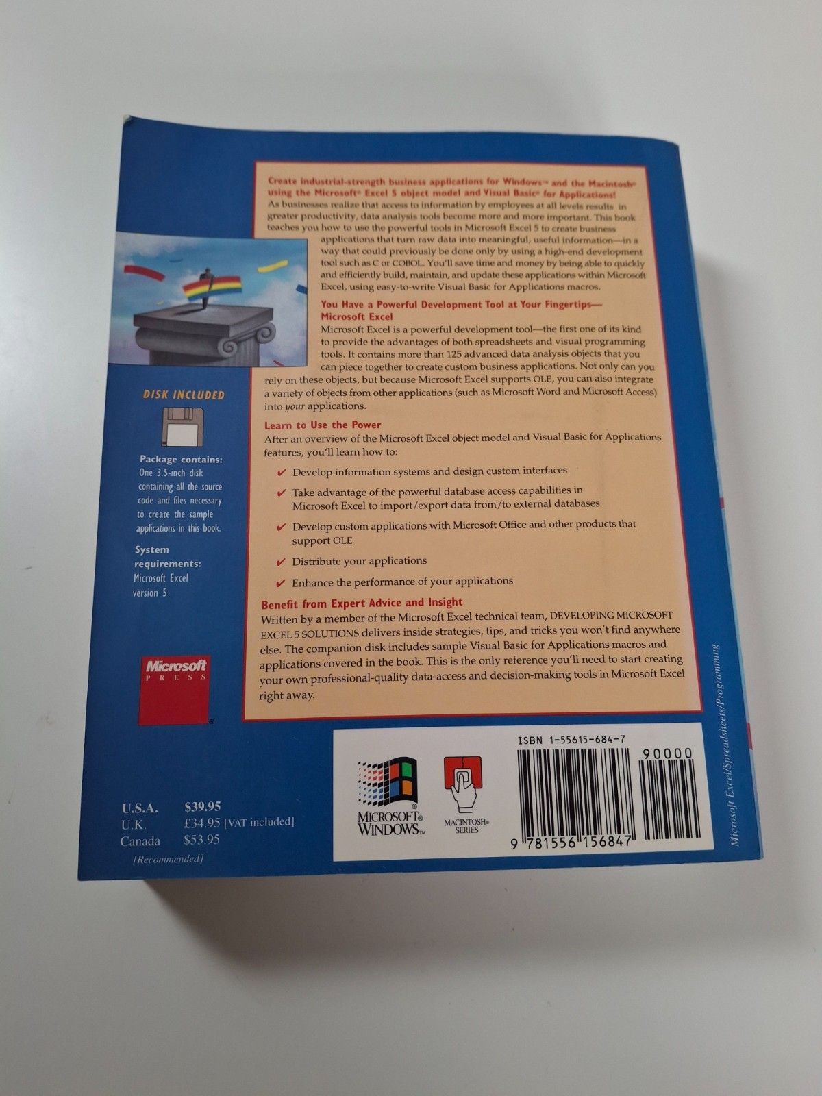 DEVELOPING MICROSOFT EXCEL 5 SOLUTIONS – 1995 Paperback – inc. 3.5in floppy disk