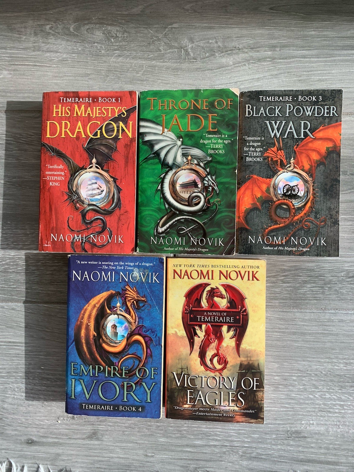 Naomi Novik Lot of 5 Temeraire Series #1-5 PB Books: Dragon Jade War Ivory Eagle