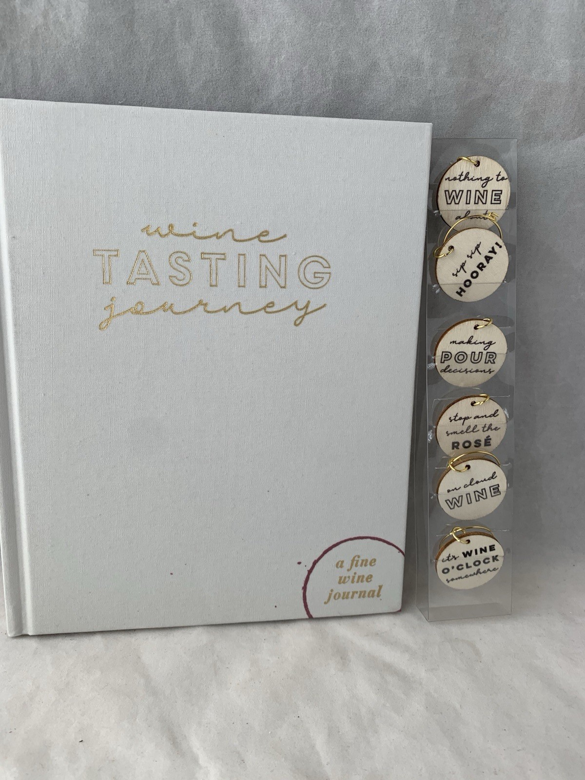 Wine Tasting Journal & 6 Wine Glass Charms Hardcover 200 Pages Great Gift B15-6