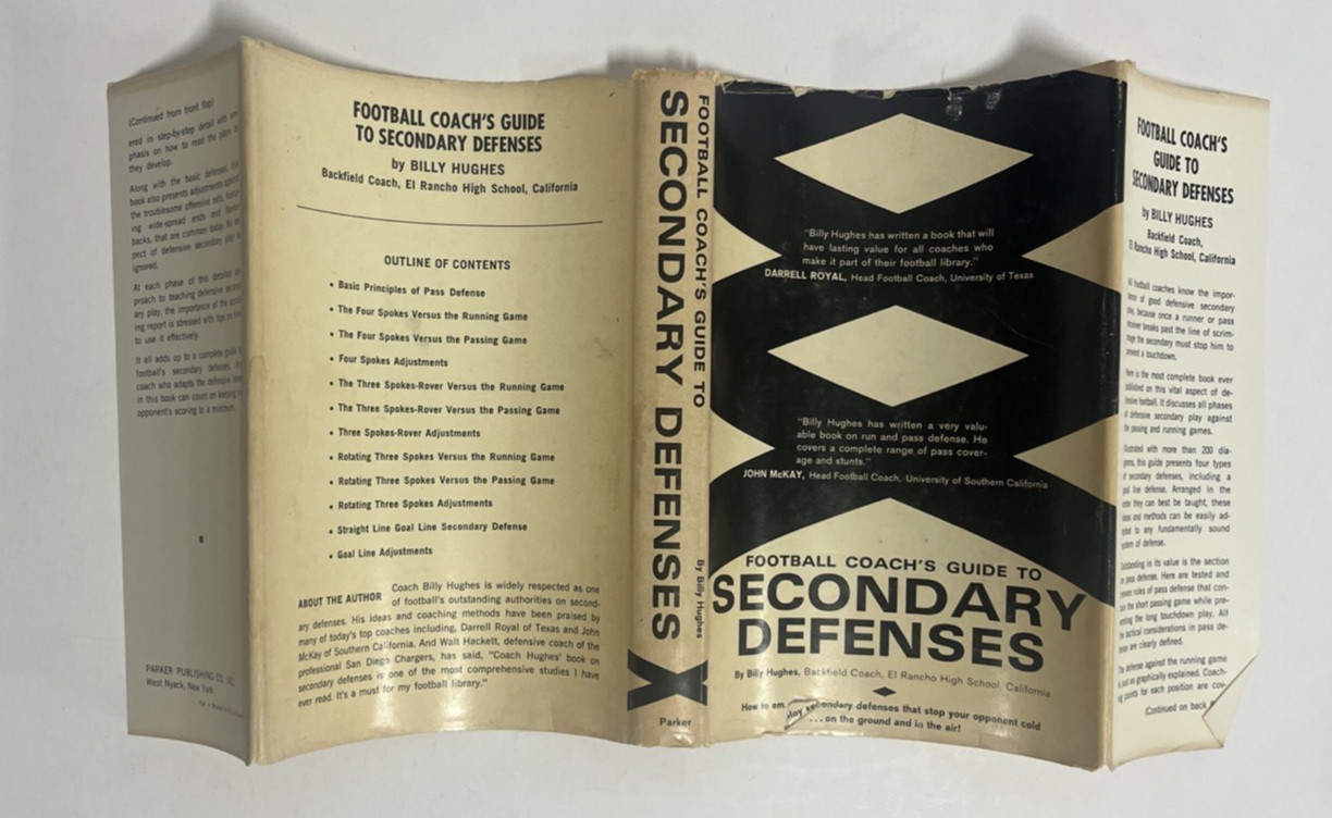 Scarce Football Coach’s Guide to Secondary Defenses 1964 Hughes 1st Ed HC DJ