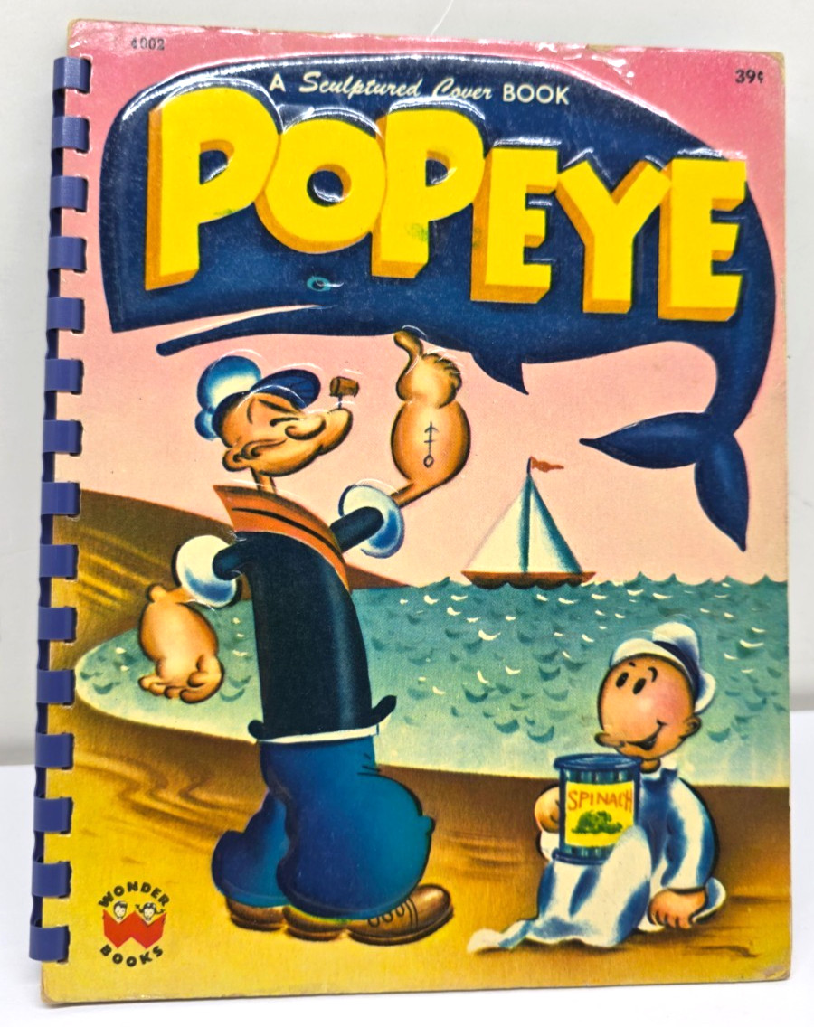 Vintage 1955 Popeye The Sailor Man Wonder Book Hardcover Sculptured Cover