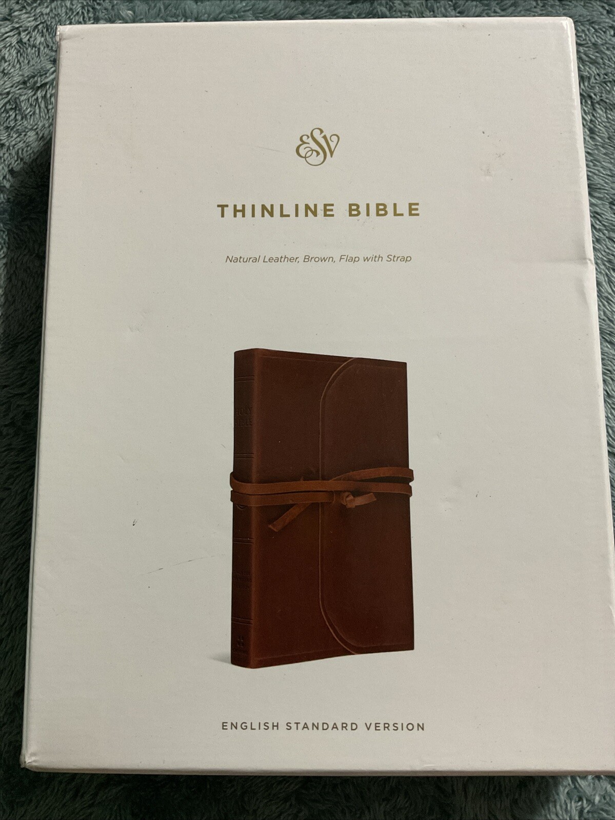 ESV Thinline Bible (Natural Leather, Brown, Flap with Strap) (2016, Leather)