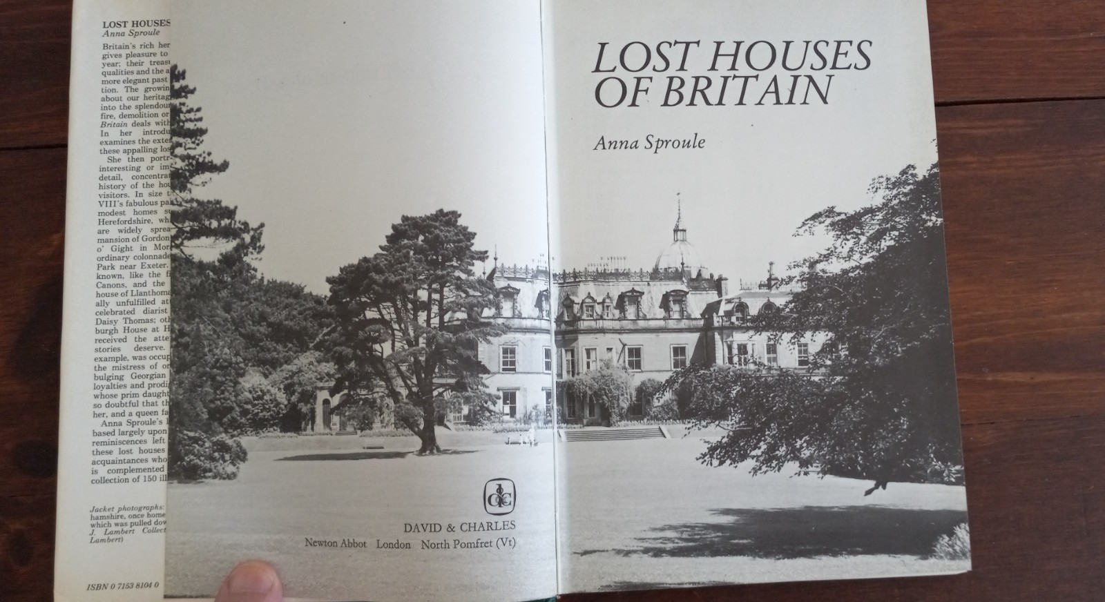 Lost Houses of Britain by Anna Sproule Hardcover 288 Pages EX. Condition
