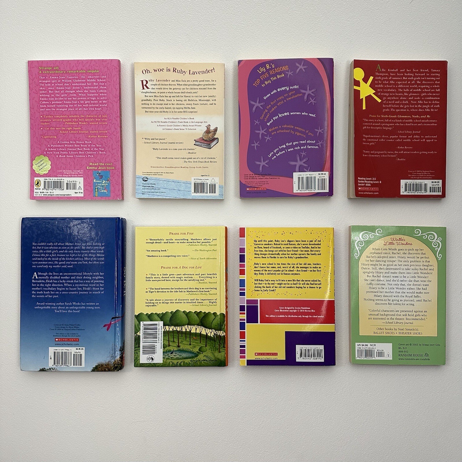 Lot of 8 Girls Chapter Books Quirky Friends Fitting In grades 3-7 ages 8-12