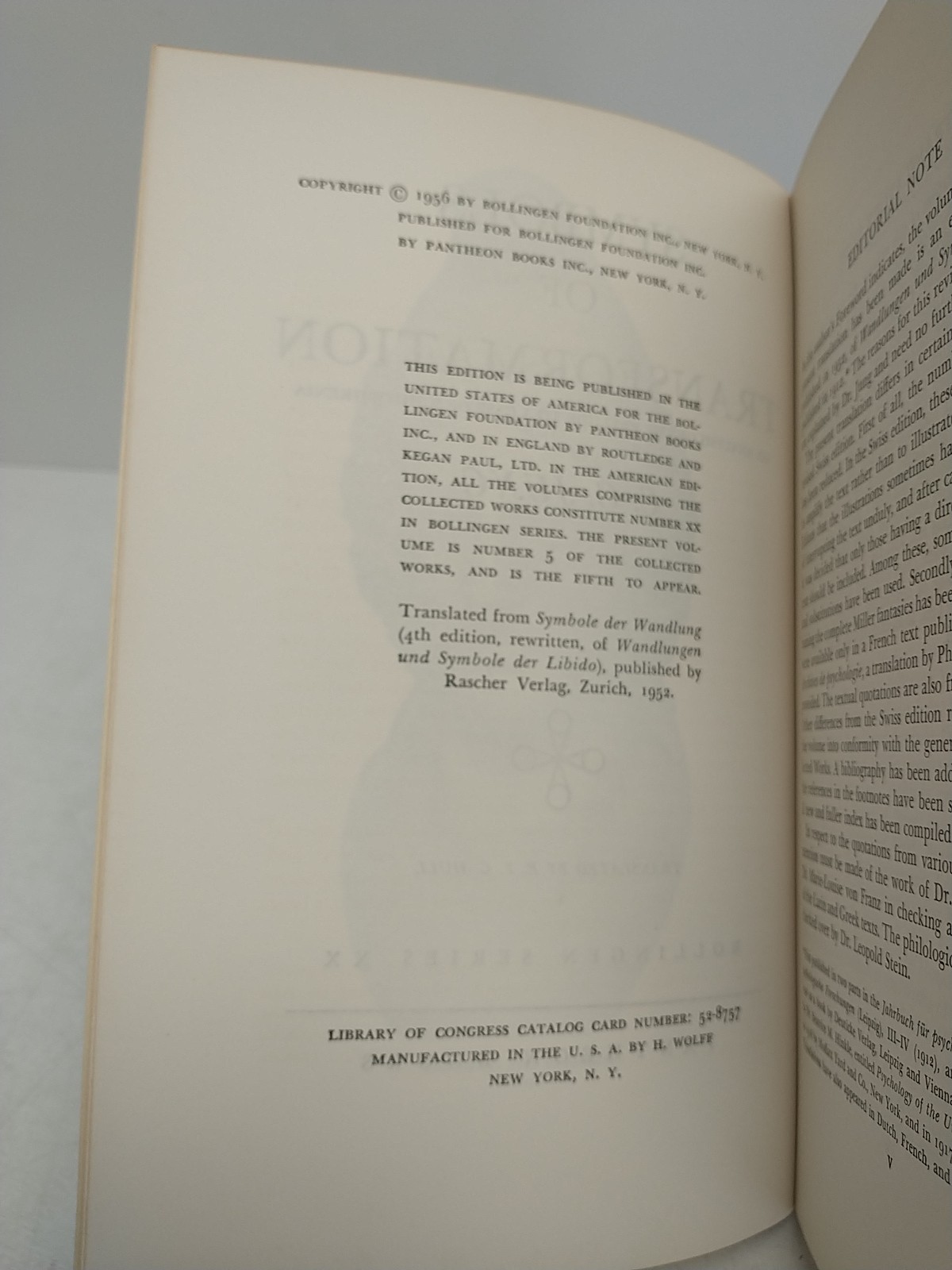 Symbols of Transformation by C. G. Jung Pantheon Bollingen, 1956