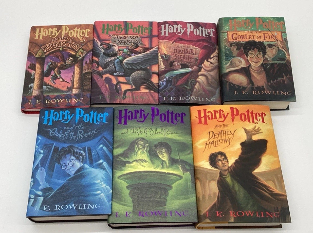 LOT OF 7 HARRY POTTER HARDCOVER BOOKS #1-7, ALL 1st ADDITIONS BY J K ROWLING