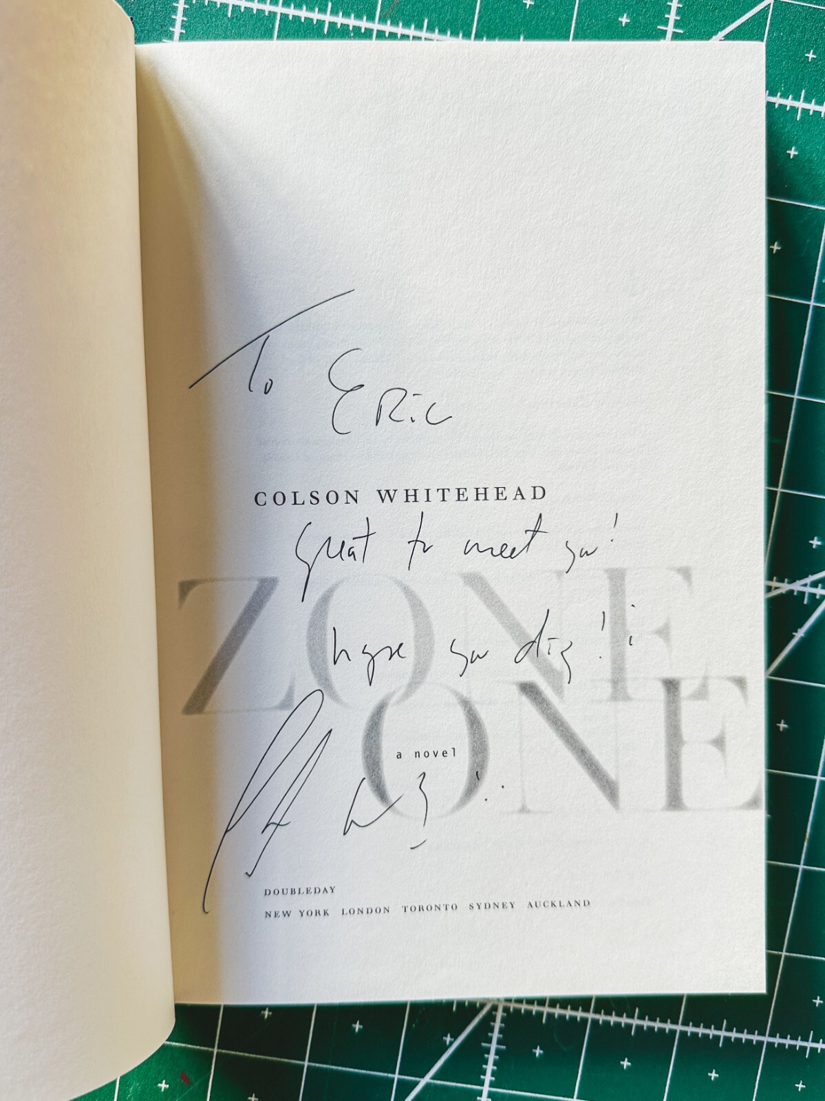 Zone One – Colson Whitehead – Signed – First Edition, First Print