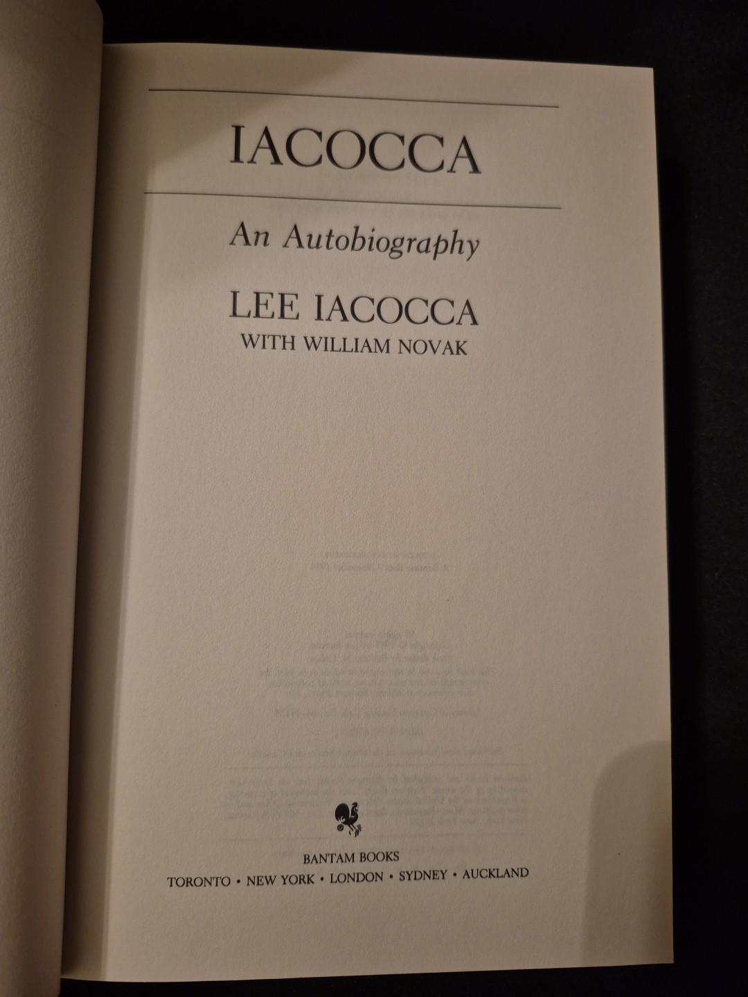 Iacocca An Autobiography Lee Iacocca 1984 Hardcover Good Cond