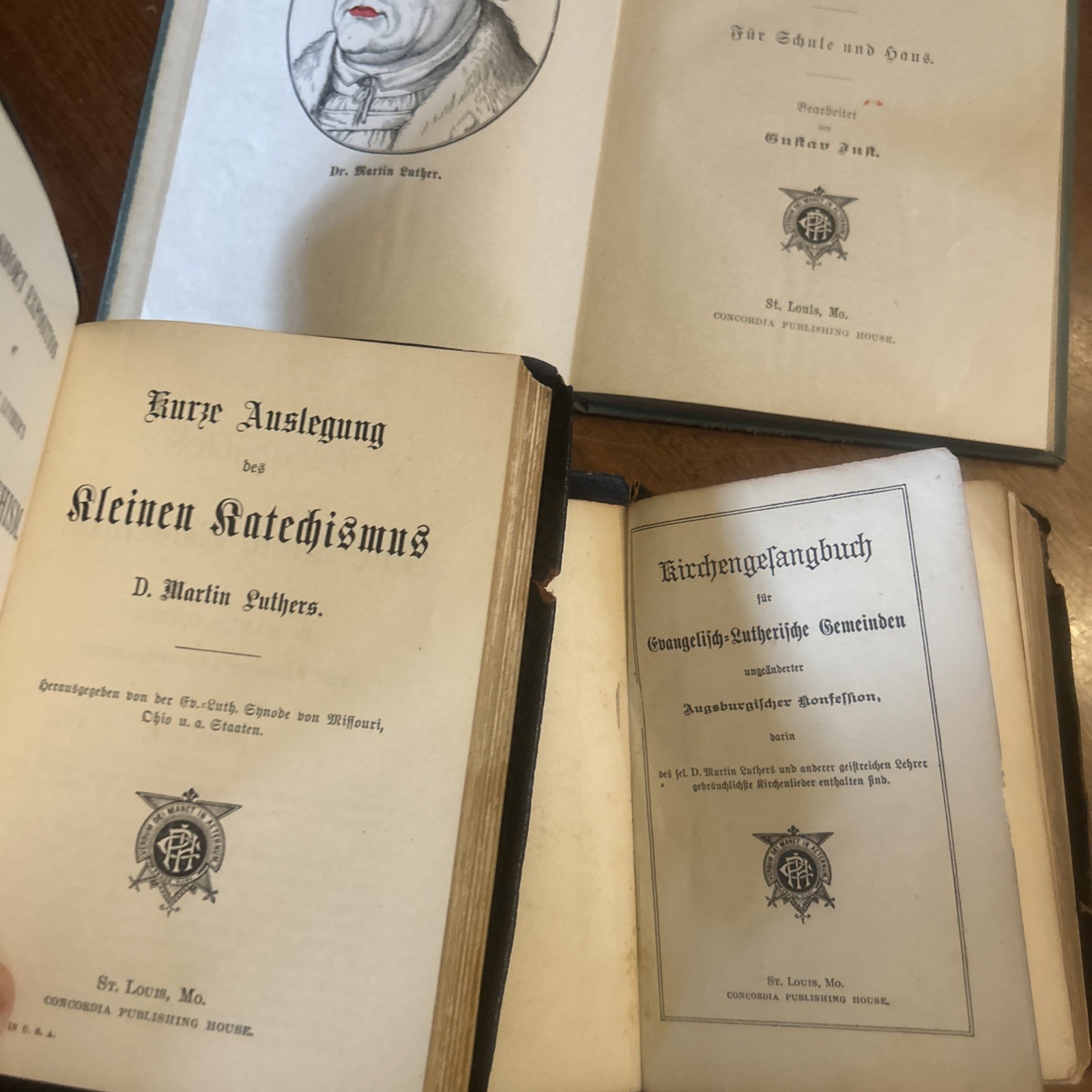 Vintage Lutheran Book Lot English/German Bibles Marin Luther HC/ Leather