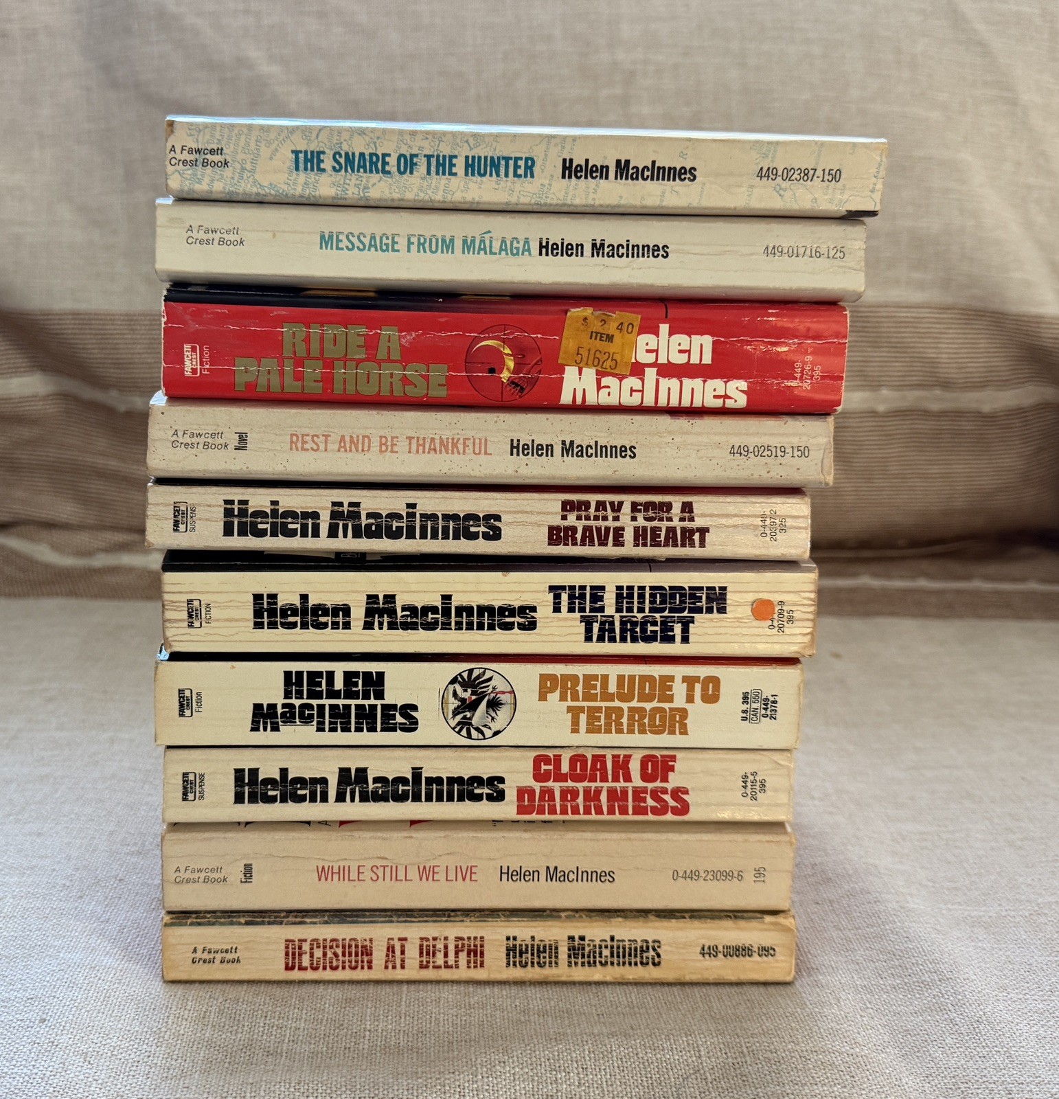 Lot of 10 Vintage Spy Paperbacks by Helen MacInnes, Hidden Target, more 60s