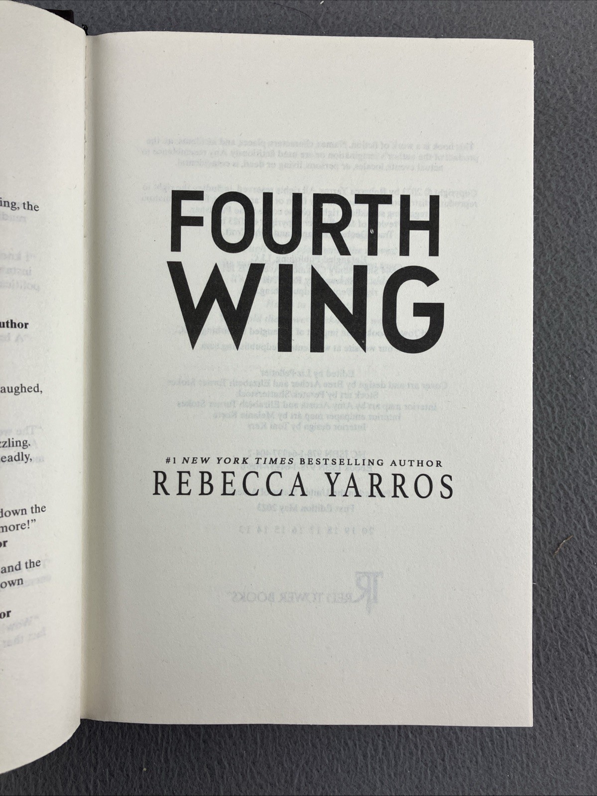 Fourth Wing by Rebecca Yarros Hardcover Fantasy Novel Dragons VERY GOOD