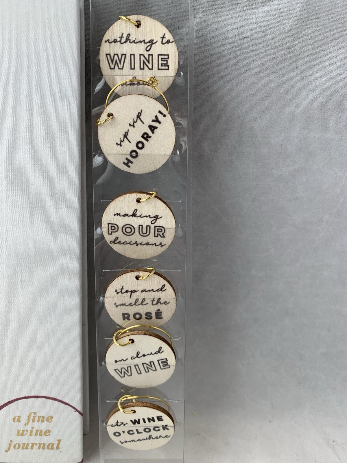 Wine Tasting Journal & 6 Wine Glass Charms Hardcover 200 Pages Great Gift B15-6