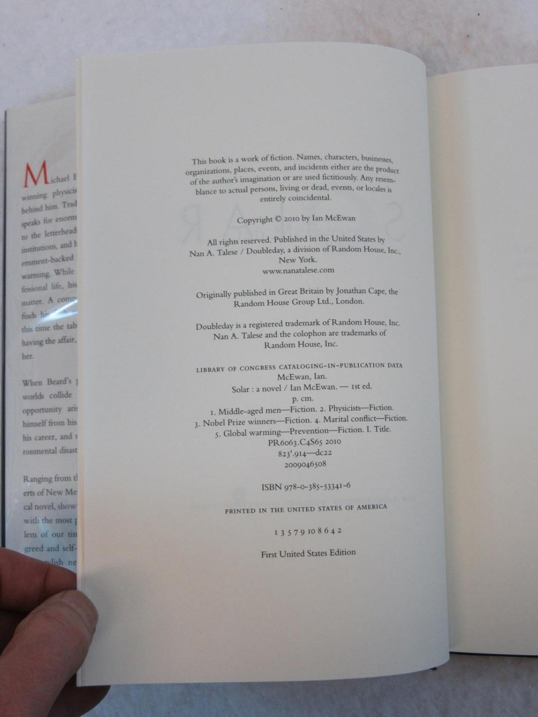 SIGNED Ian McEwan SOLAR 2010 Nan A. Talese, NY FIRST EDITION