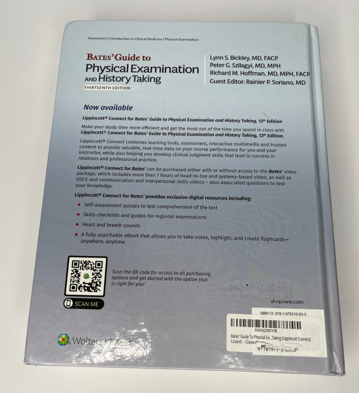 Bates’ Guide to Physical Examination & History Taking 13th HC 2017 Bickley