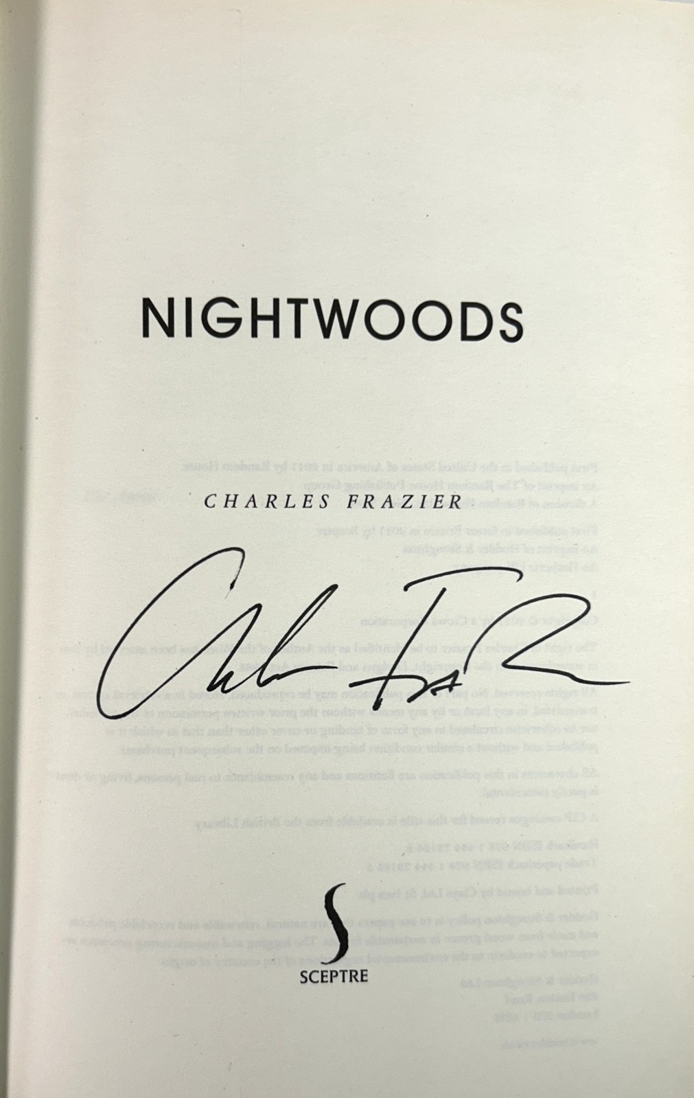 Nightwoods by Charles Frazier 2011 Hardcover SIGNED 1st Edition