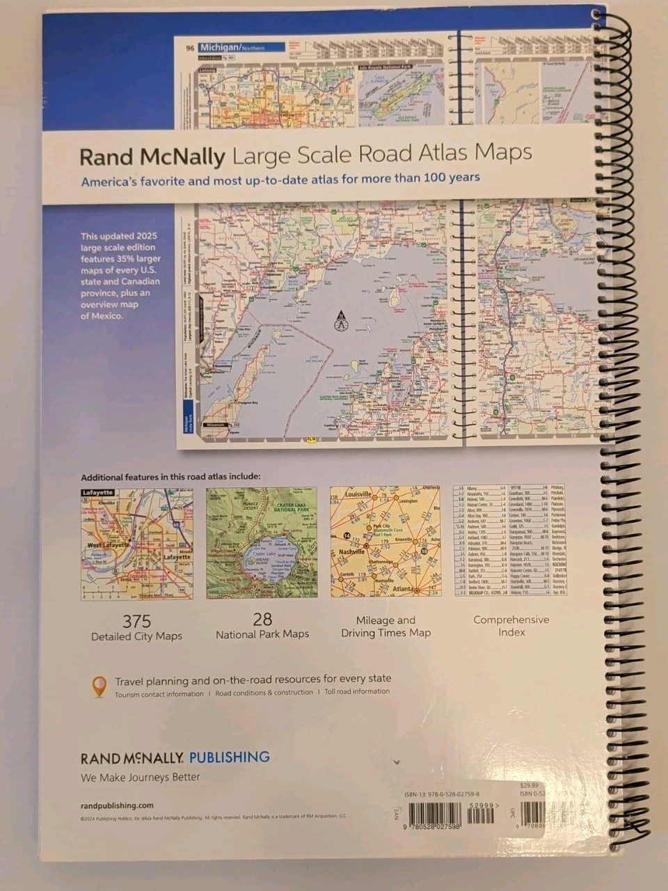 Rand McNally 2025 Large Scale Road Atlas USA Canada Mexico Maps Travel Book