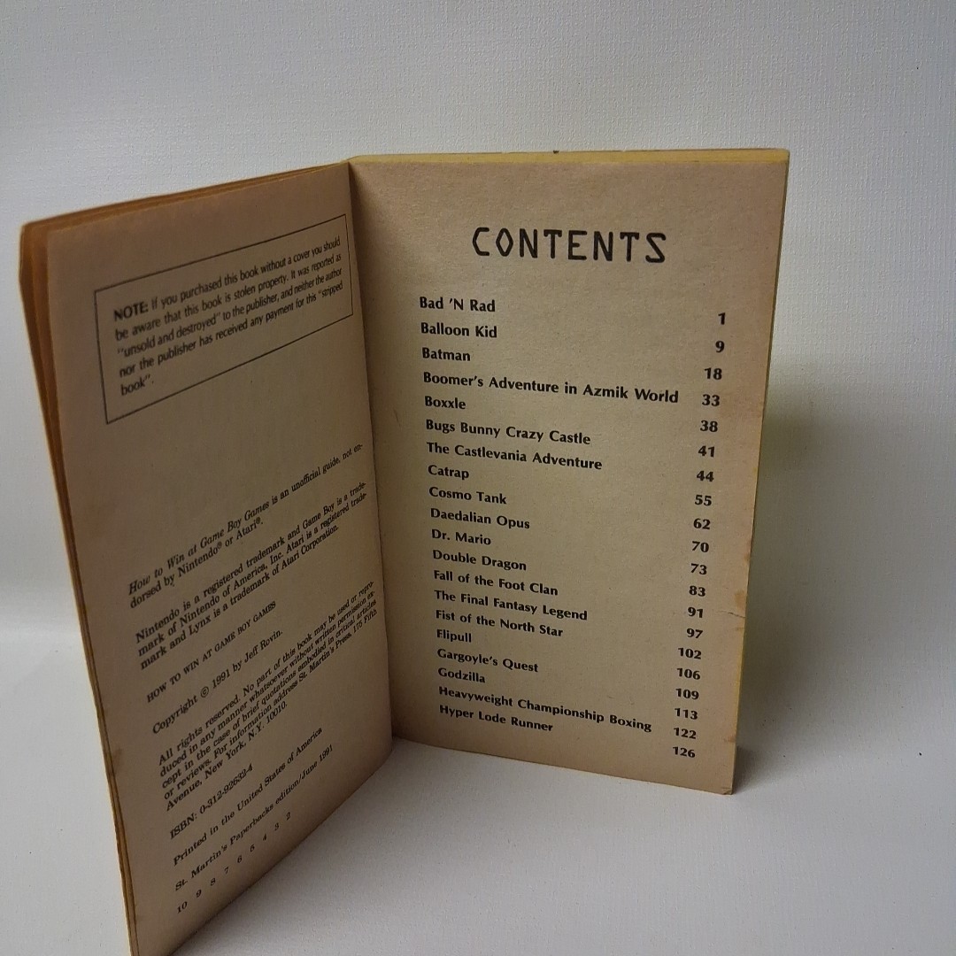 HOW TO WIN AT GAME BOY GAMES 1991 First printing 214 pages Vintage