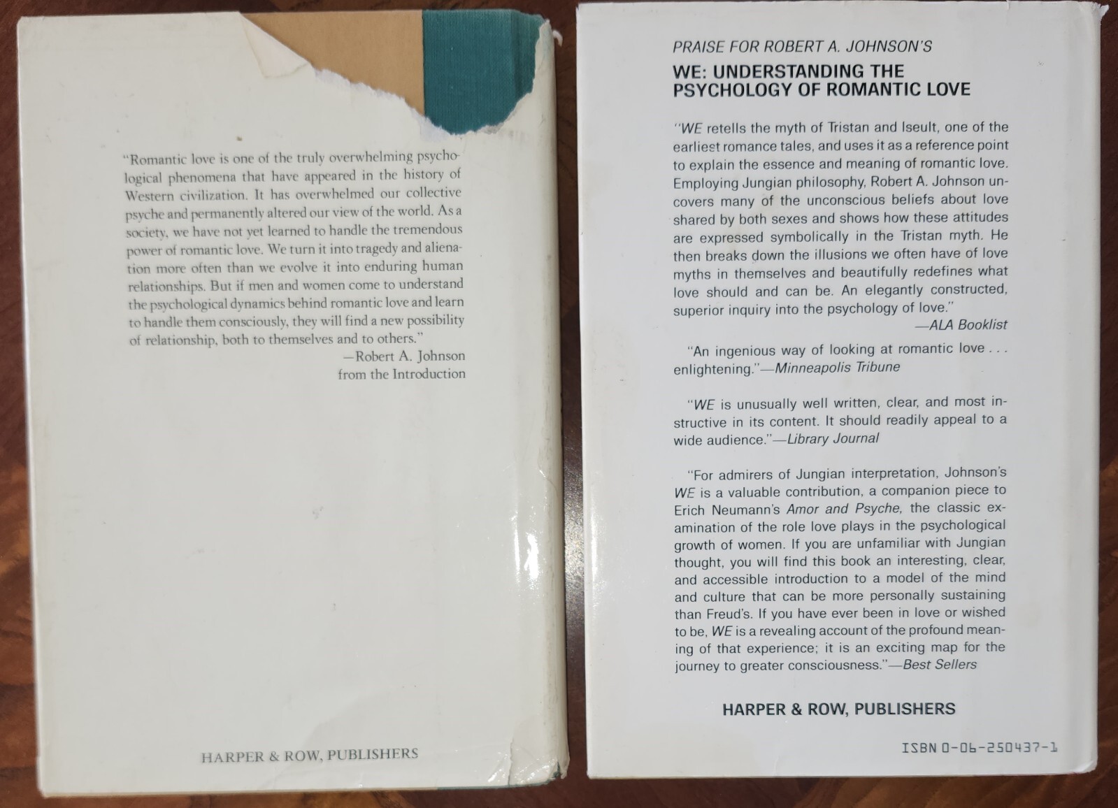 Robert A. Johnson two 1st editions “We” 1983 and “Inner Work” 1986; hardcover dj