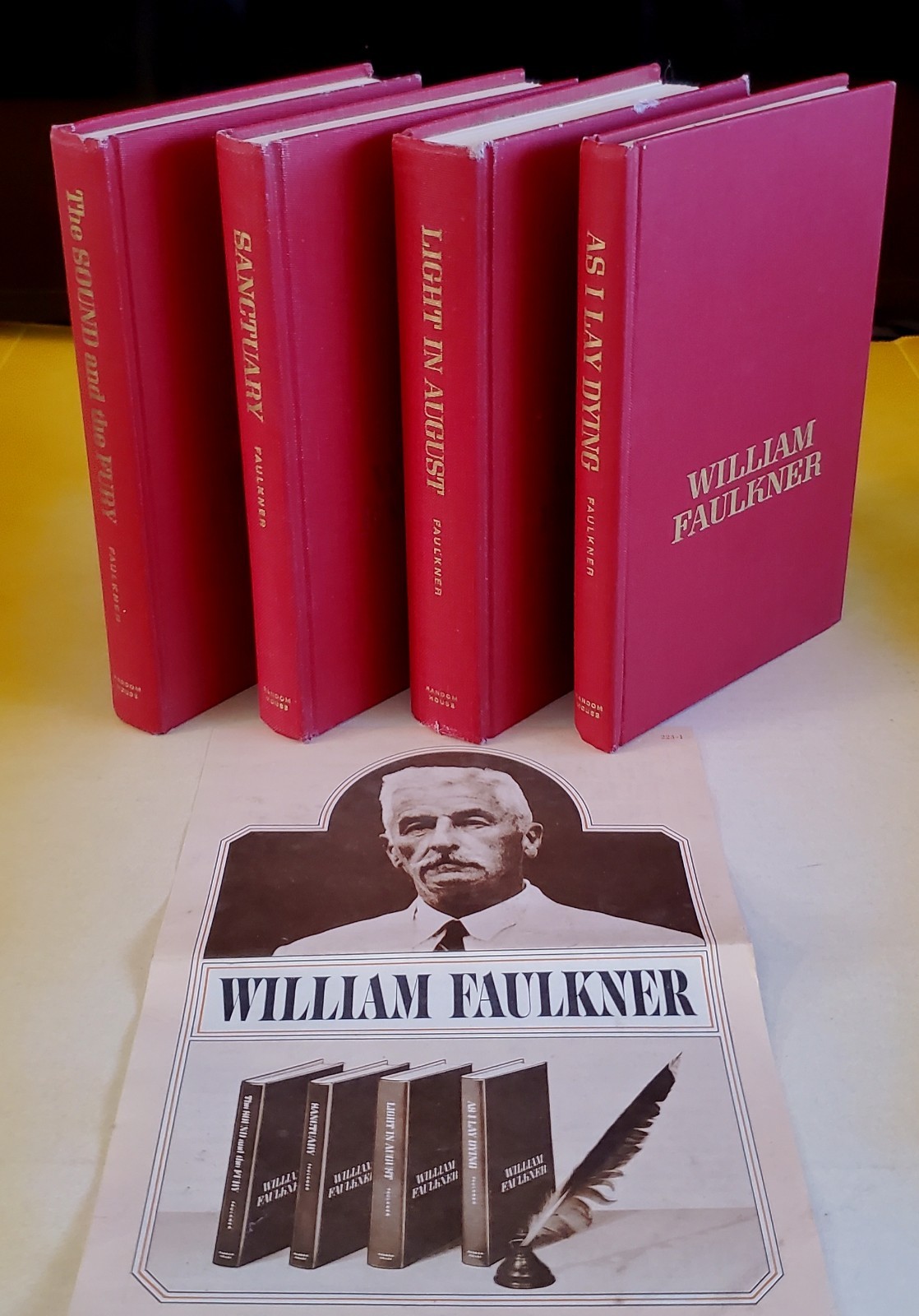 VINTAGE 4 VOLUME SET OF WILLIAM FAULKNER NOVELS. 1957 BOOK CLUB MEMBER OFFERING