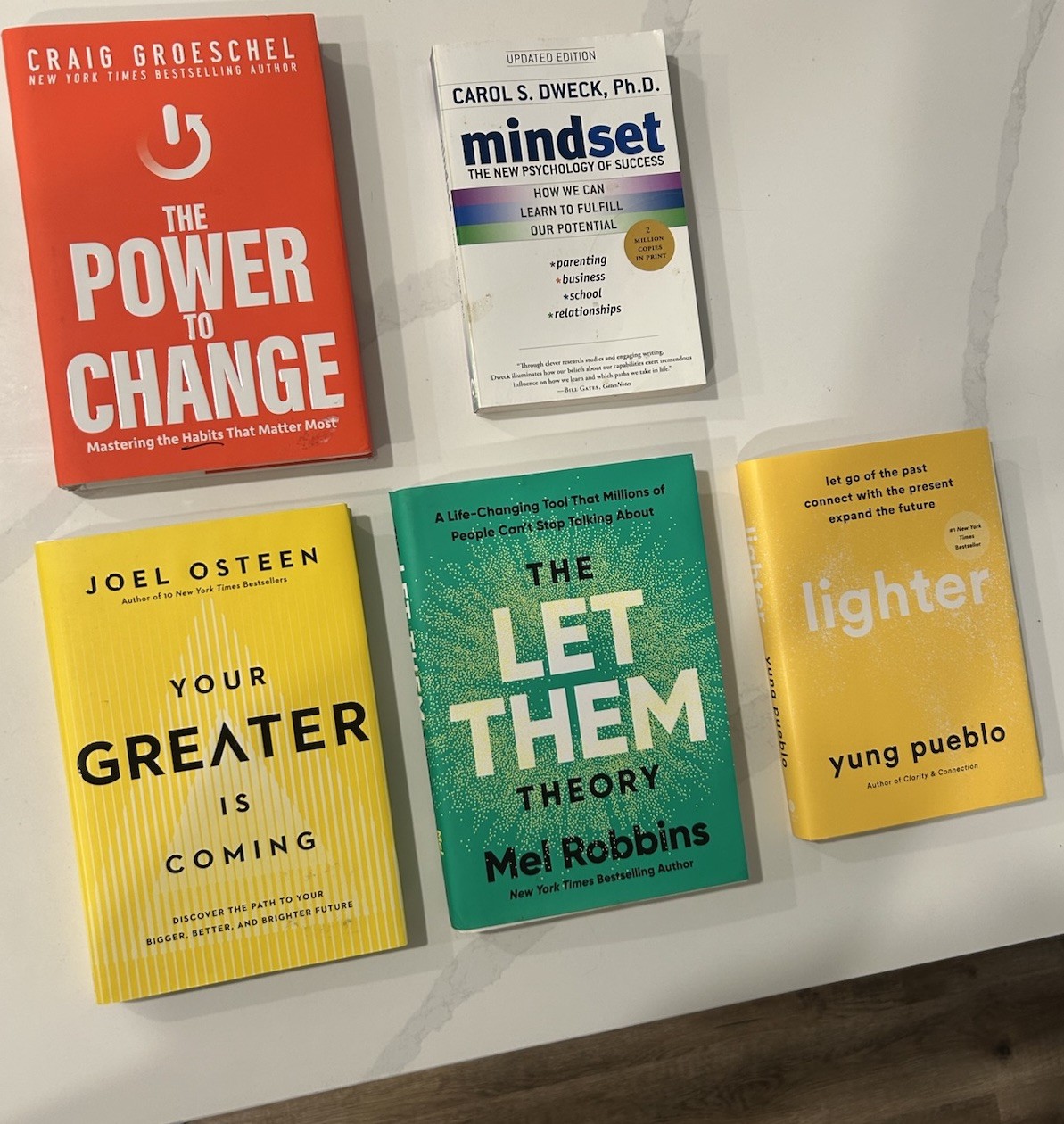 Self-Help Hardcover Book Set: Groeschel, Dweck, Osteen, Robbins, Pueblo