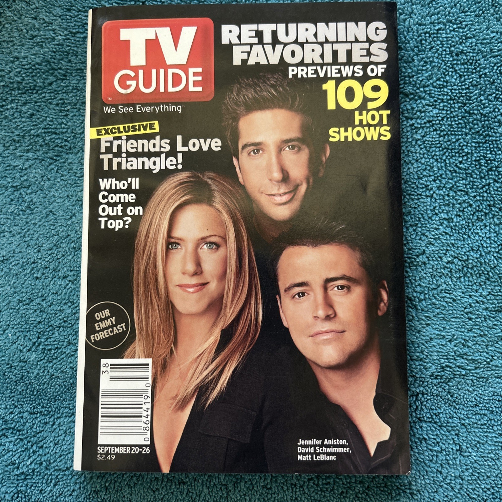TV Guide Sept 20-26, 2003 Friends Love Triangle BRAND NEW Jennifer, David & Matt