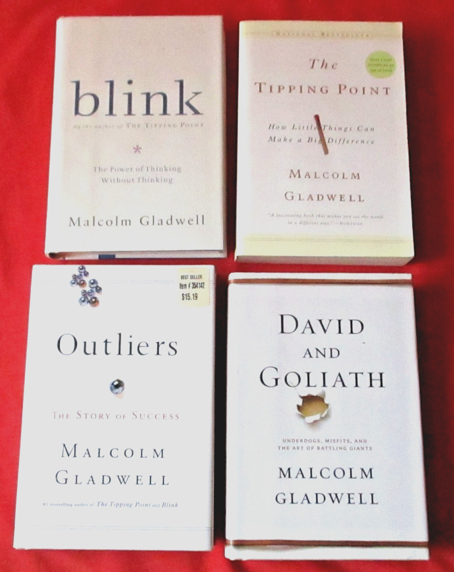 Lot 4 MALCOLM GLADWELL Blink, Outliers, David & Goliath,Tipping Point -3 HC 1 pb