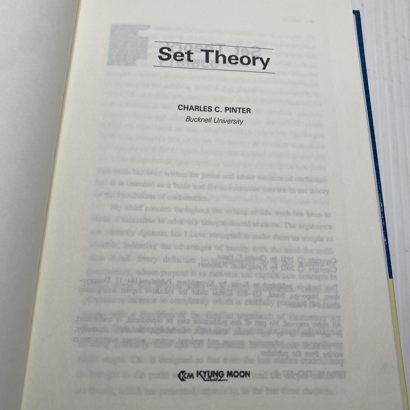 Set Theory Charles C Pinter 1971- 2002 Print