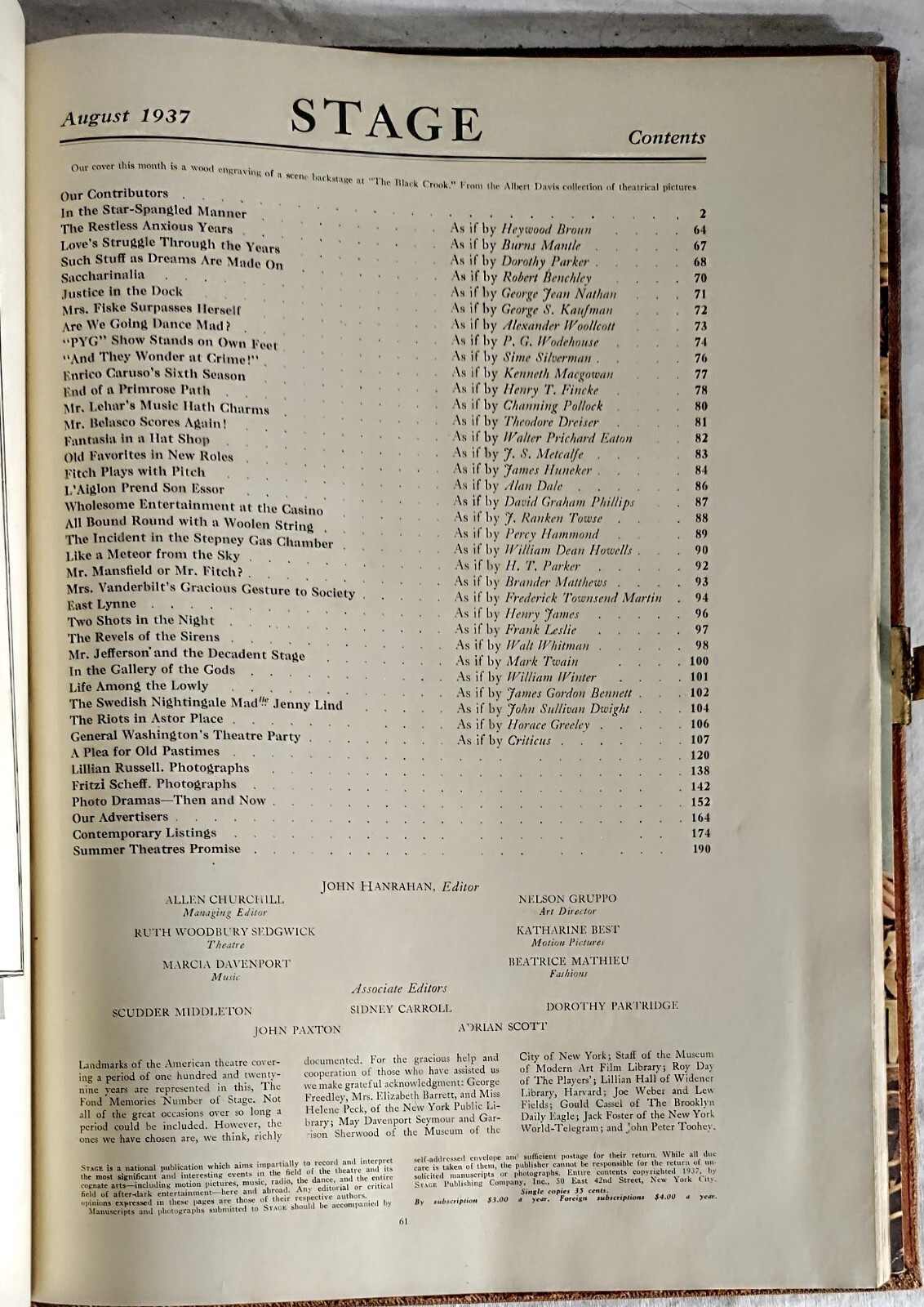 STAGE – FOND MEMORIES – AUGUST 1937 – AMAZING ADS AND ARTICLES! 198 PAGES